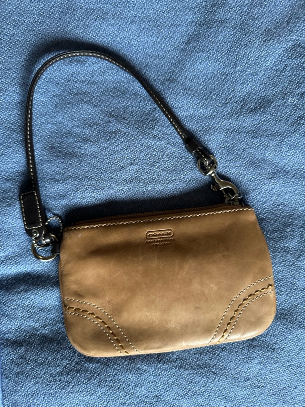 Coach Tan Leather Wristlet Clutch